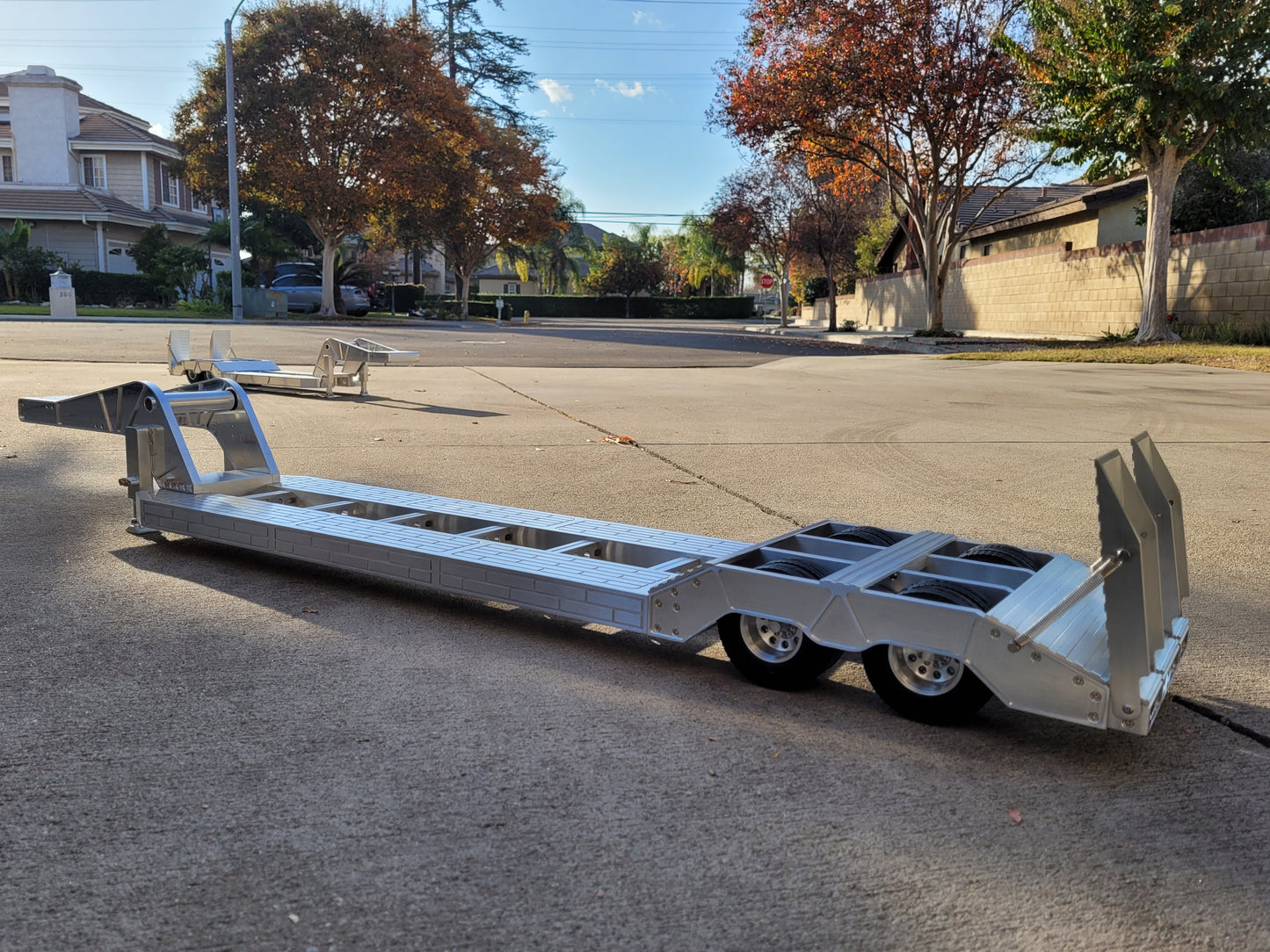 Toy Aluminum Gooseneck Lowboy Trailer Extended Deck Version Tamiya Toy 1/14 King Hauler Grand Hauler knight Hauler Globeliner Scania Volvo Mercedes Benz Cascadia
