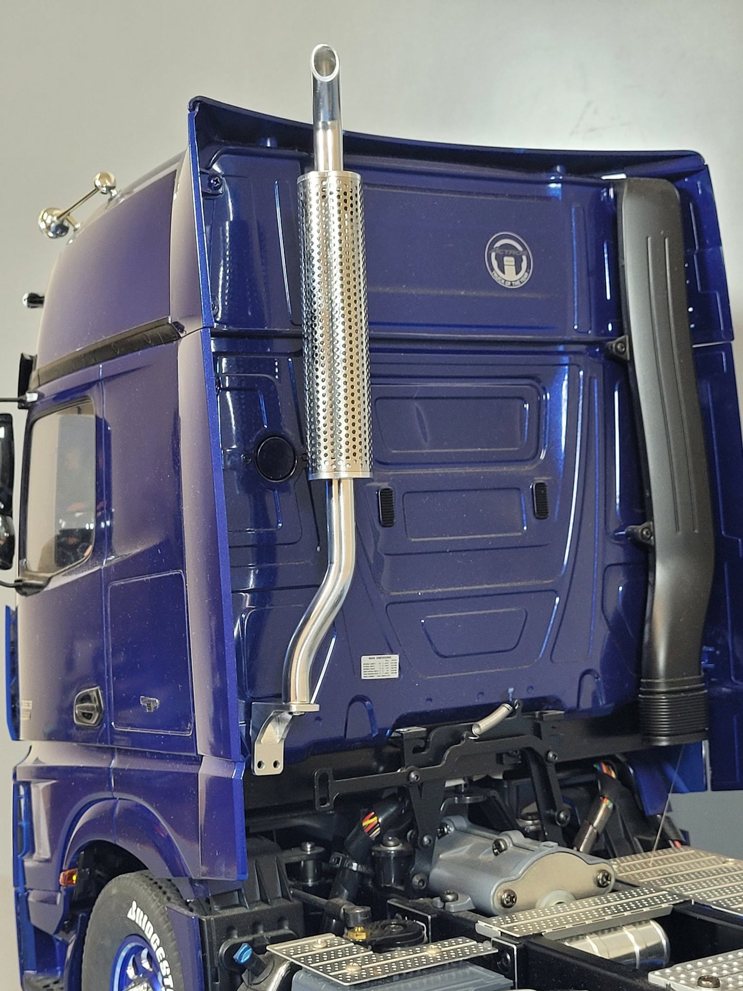 Aluminum Simulate Single Exhaust Pipe Stack for Tamiya Toy 1/14 Scania Man Volvo King Knight Grand Hauler Semi Truck