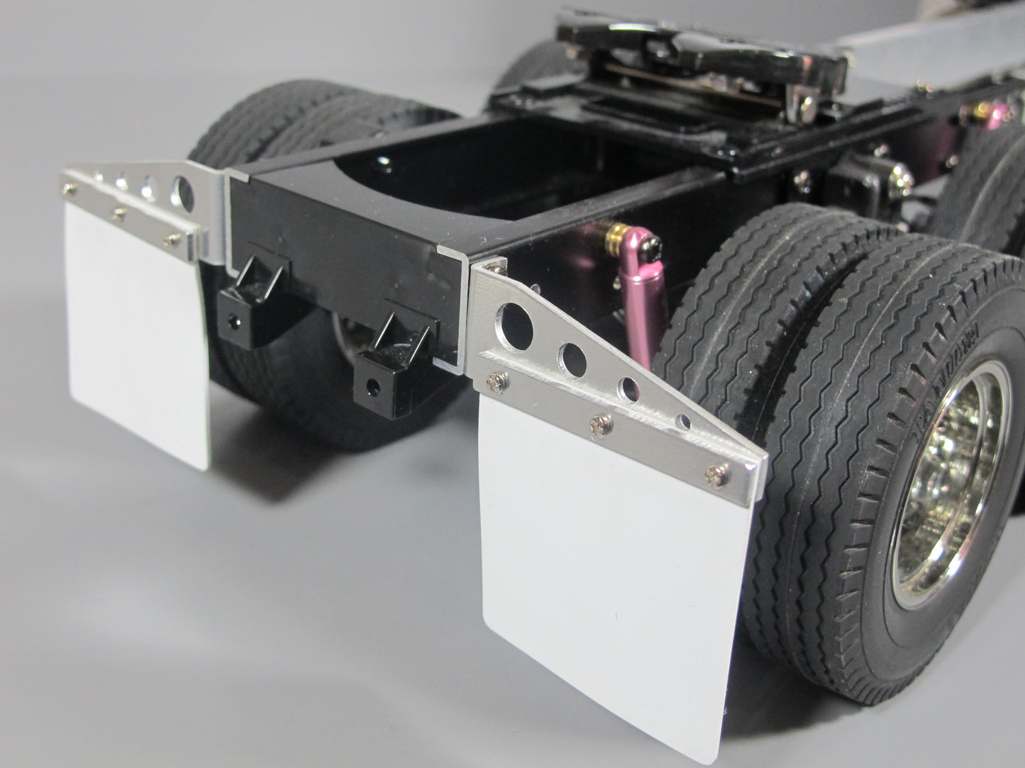 Pair Aluminum Rear Mud Flap Mount Style Hanger Holder Tamiya R/C Toy 1/14 Grand Hauler King Hauler Globeliner Aeromax Cascadia Semi Truck