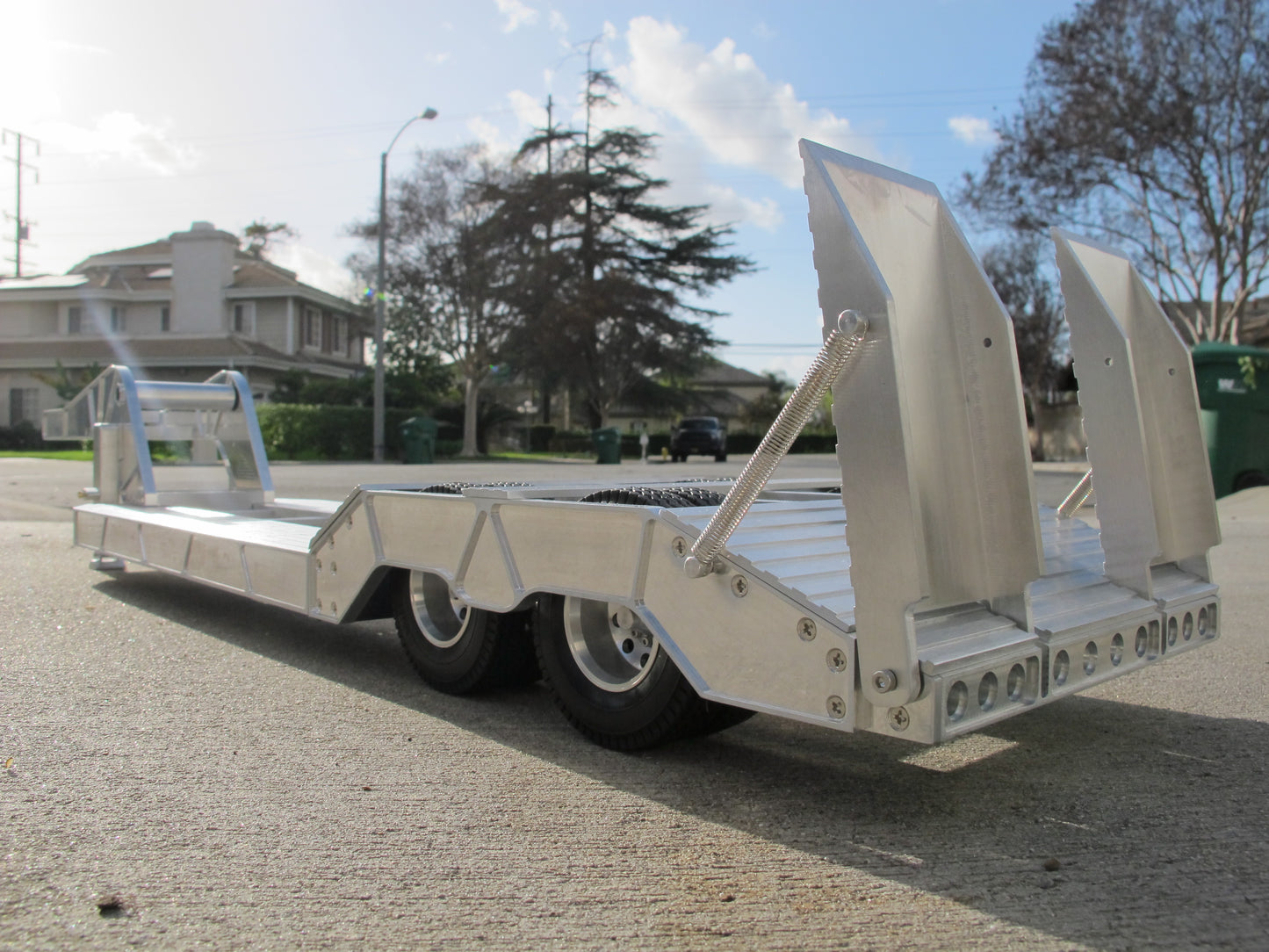 Aluminum Toy 2-Axles Flatbed Deck Gooseneck Trailer for Tamiya R/C 1/14 King Hauler Grand Hauler Knight Hauler Cascadia Globeliner Scania Actros Aeromax