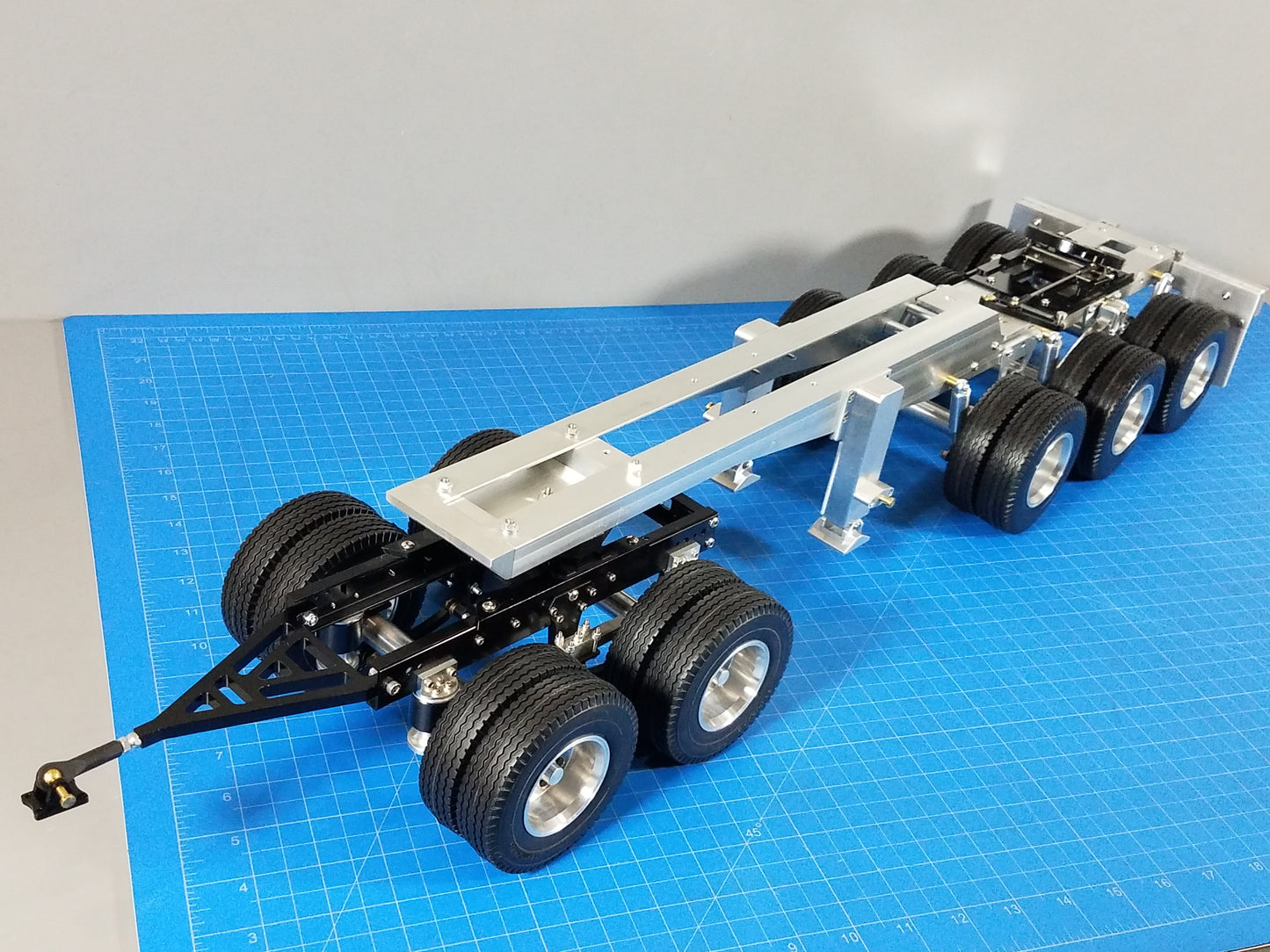 Aluminum Toy R/C 3-Axle Dolly + 2-Axle Dolly Carrier Trailer Tractor 5th wheel Coupler for Tamiya 1/14 King Hauler Grand Hauler Knight Hauler Globeliner Scania Actros Volvo Semi Truck
