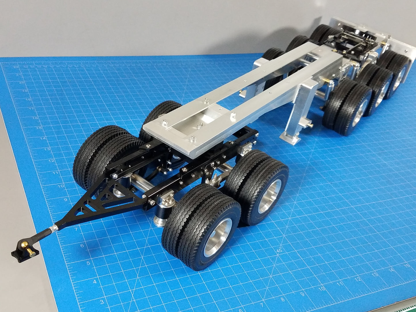 Aluminum Toy R/C 3-Axle Dolly + 2-Axle Dolly Carrier Trailer Tractor 5th wheel Coupler for Tamiya 1/14 King Hauler Grand Hauler Knight Hauler Globeliner Scania Actros Volvo Semi Truck