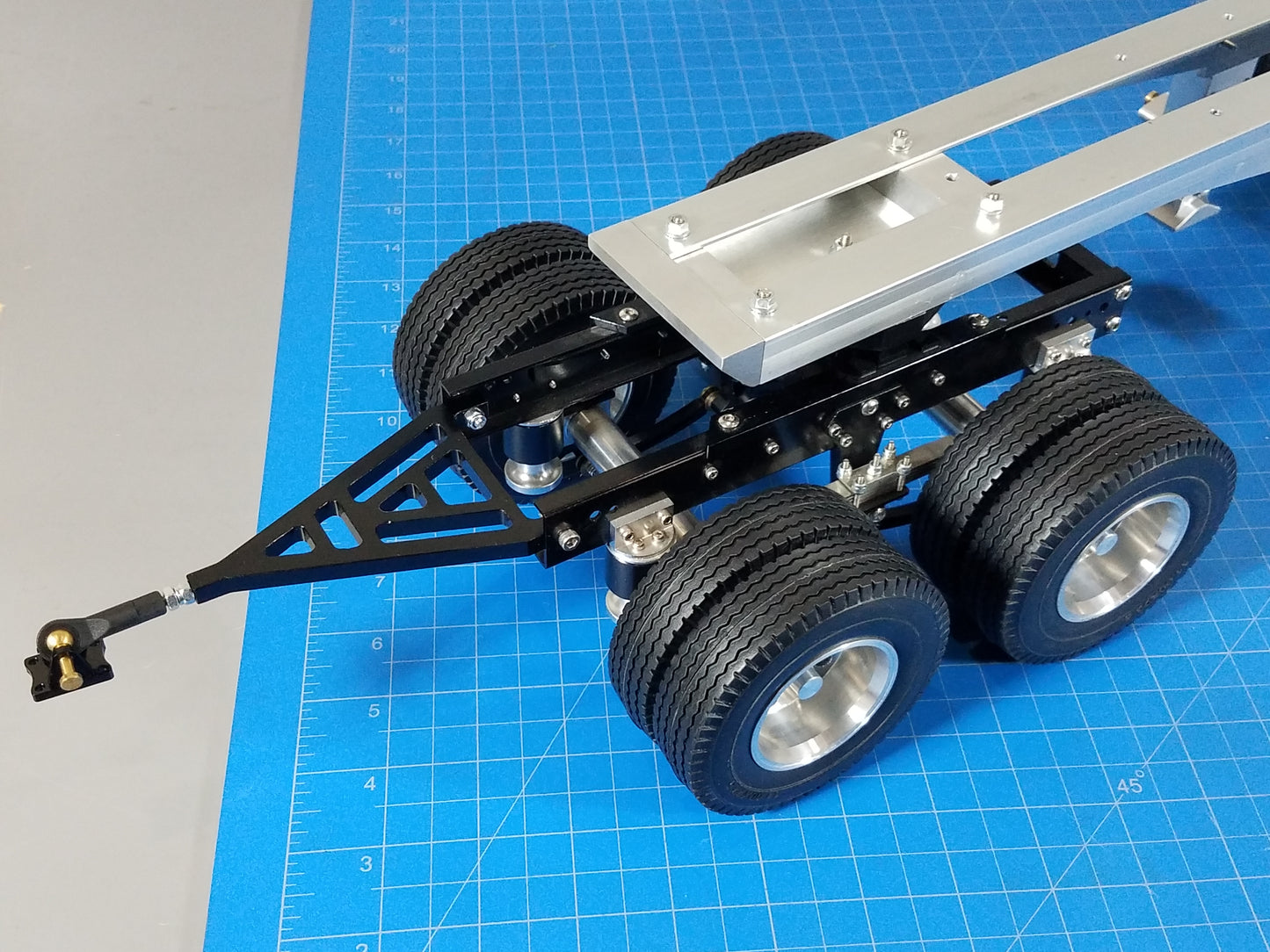 Aluminum Toy R/C 3-Axle Dolly + 2-Axle Dolly Carrier Trailer Tractor 5th wheel Coupler for Tamiya 1/14 King Hauler Grand Hauler Knight Hauler Globeliner Scania Actros Volvo Semi Truck
