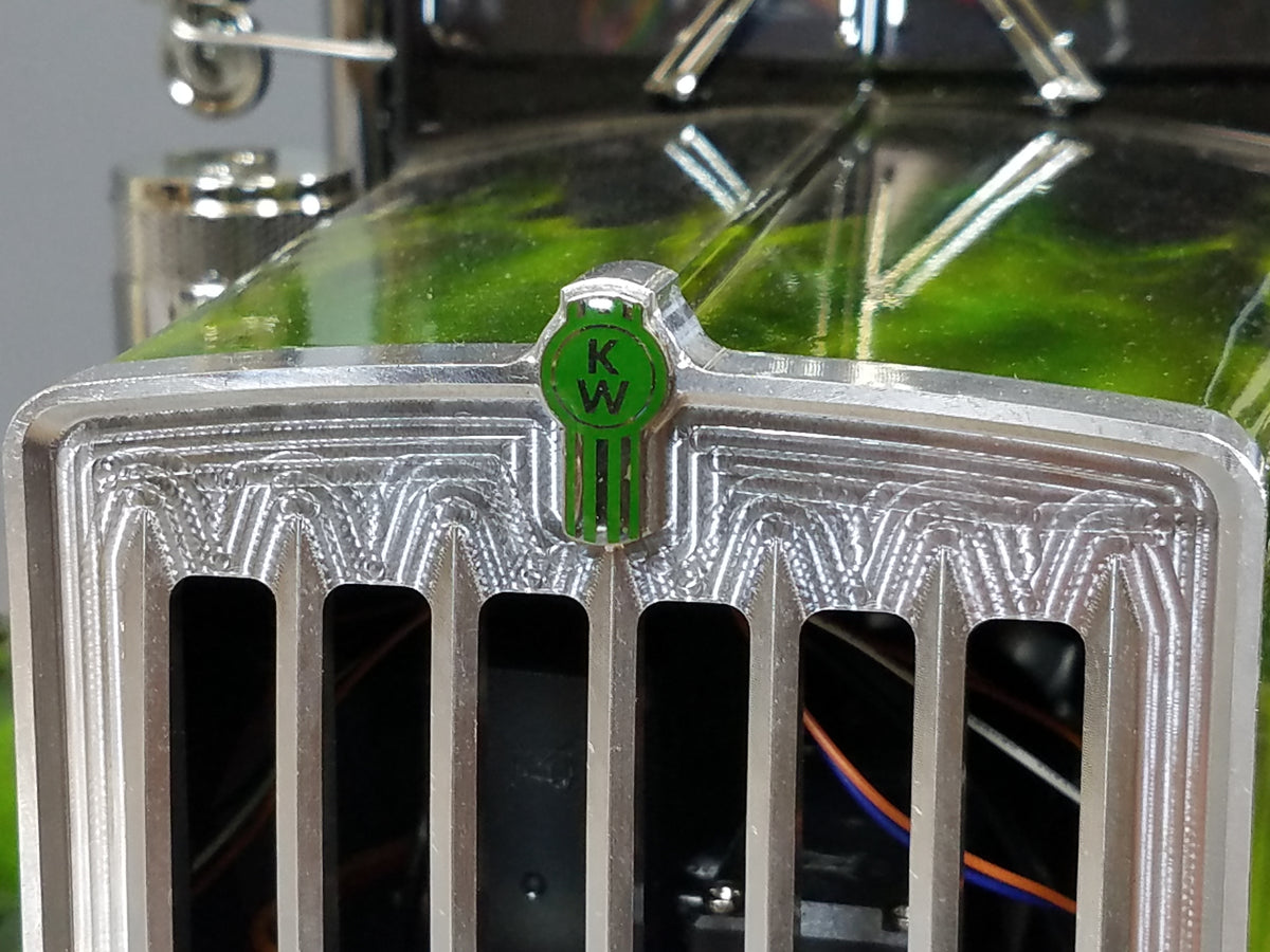 1.8cm Toy Green "KW" Kenworth Logo Emblem Sign Emblem Tamiya R/C 1/14 King Grand Knight Hauler