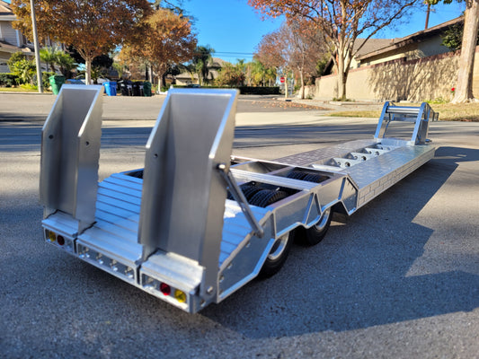 Toy Aluminum Gooseneck Lowboy Trailer Extended Deck Version Tamiya Toy 1/14 King Hauler Grand Hauler knight Hauler Globeliner Scania Volvo Mercedes Benz Cascadia