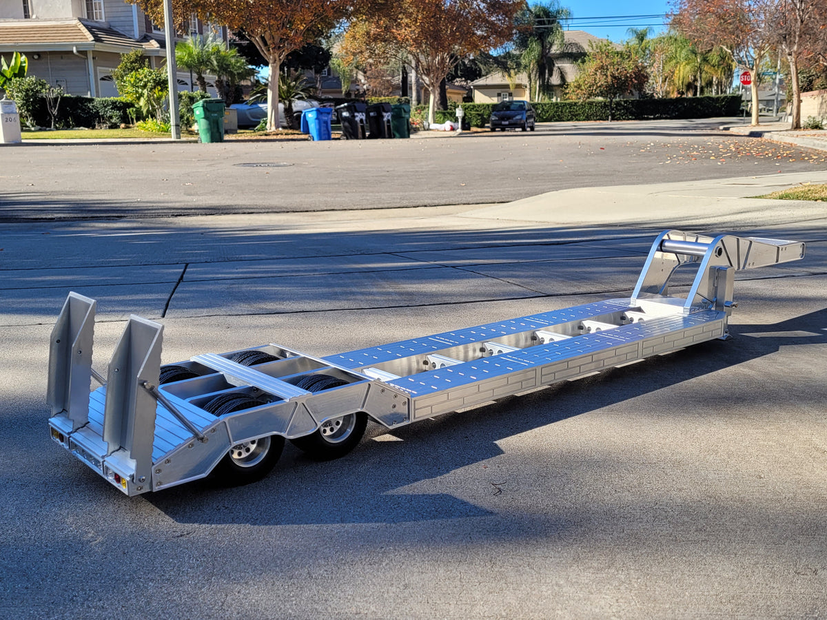 Aluminum Gooseneck Low Deck 51 inch Trailer Tamiya R/C Toy 1/14 King Grand Knight Hauler Globeliner Scania Volvo Cascadia