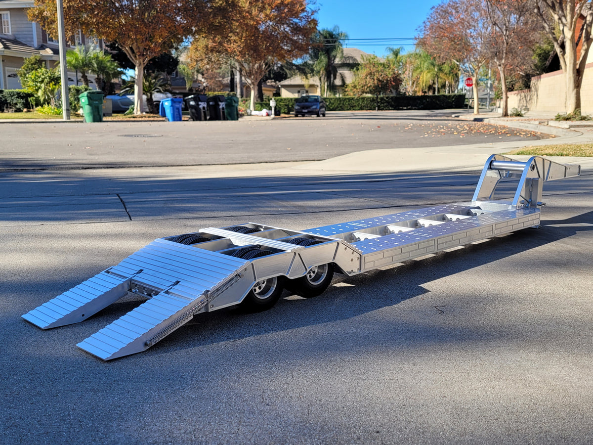 Aluminum Gooseneck Low Deck 51 inch Trailer Tamiya R/C Toy 1/14 King Grand Knight Hauler Globeliner Scania Volvo Cascadia