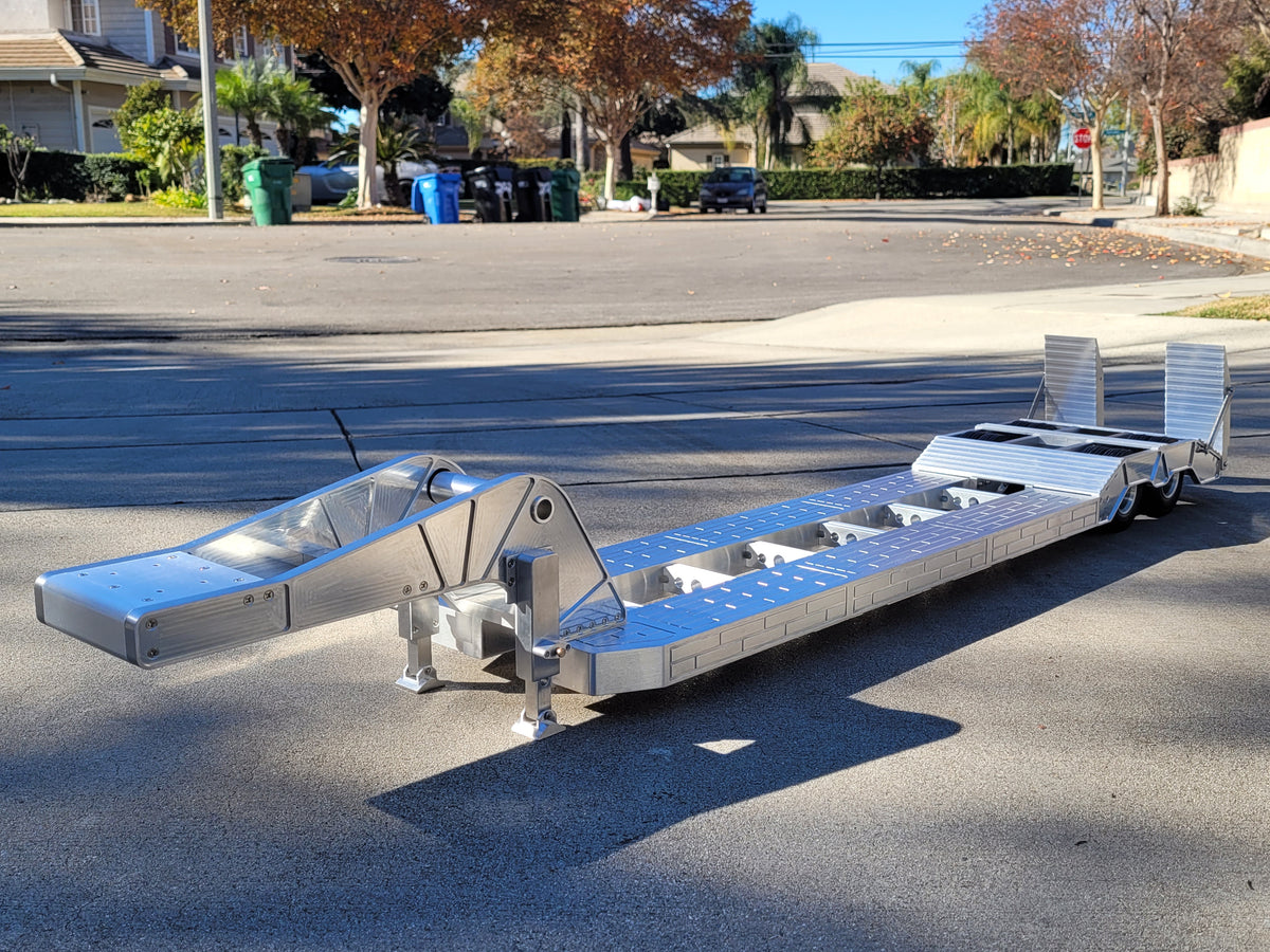 Aluminum Gooseneck Low Deck 51 inch Trailer Tamiya R/C Toy 1/14 King Grand Knight Hauler Globeliner Scania Volvo Cascadia