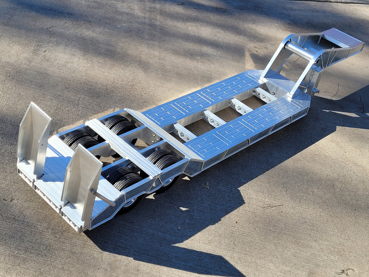 Aluminum Gooseneck Low Deck 51 inch Trailer Tamiya R/C Toy 1/14 King Grand Knight Hauler Globeliner Scania Volvo Cascadia