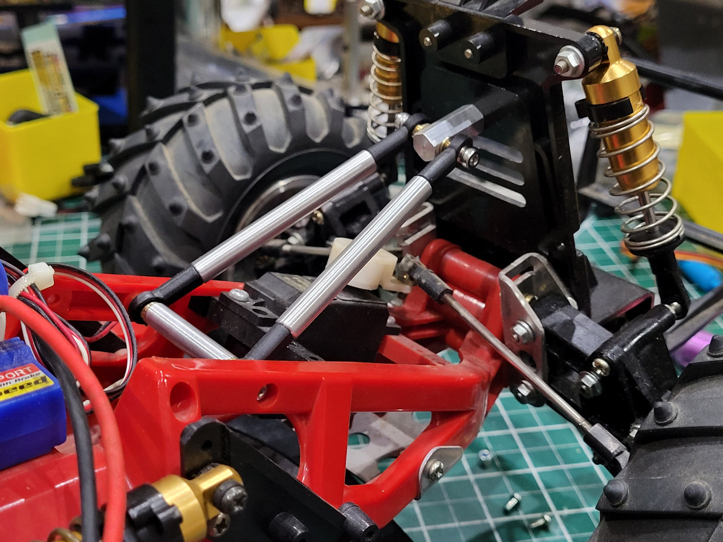 Aluminum Front Tower Stable Linkage Sway Bar Rod for Tamiya 1/10 Blackfoot Monster Beetle Mud Blaster