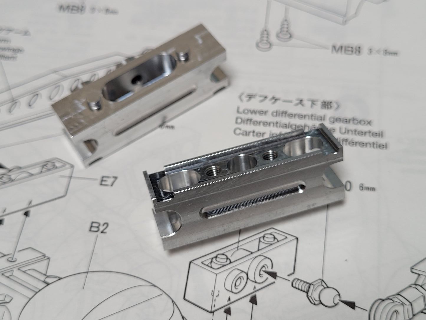 Pair Aluminum Part E7 E8 Lower Axle Ball Joint Arm Mount Block Tamiya 1/10 R/C Juggernaut 1 2