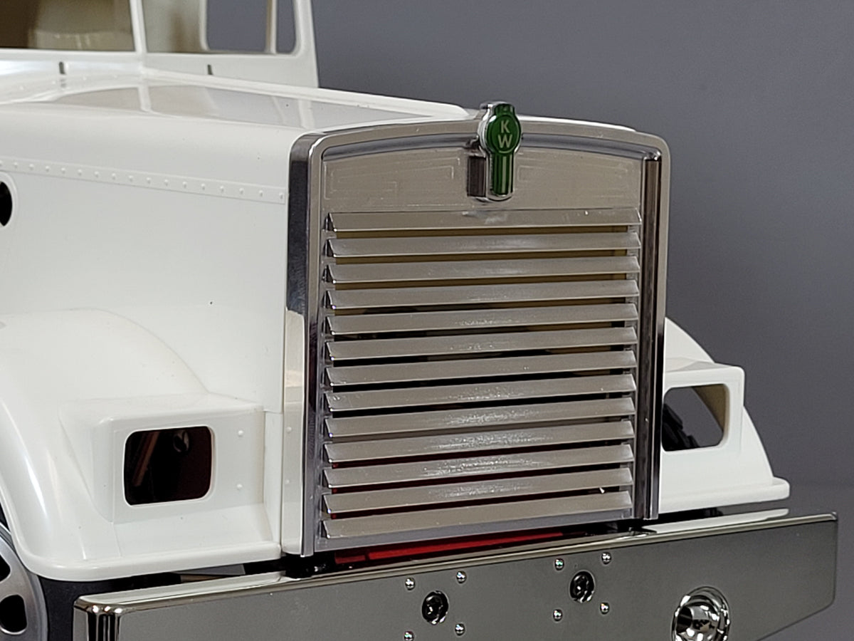 Aluminum Front Grill Guard Mount + KW Green Logo Emblem for Tamiya 1/14 R/C King Hauler Grand Hauler