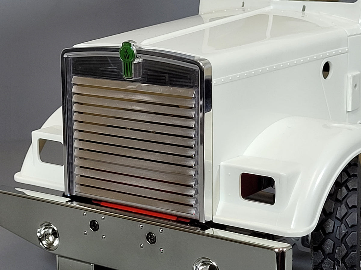 Aluminum Front Grill Guard Mount + KW Green Logo Emblem for Tamiya 1/14 R/C King Hauler Grand Hauler