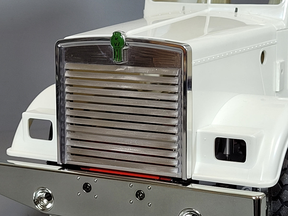 Aluminum Front Grill Guard Mount + KW Green Logo Emblem for Tamiya 1/14 R/C King Hauler Grand Hauler