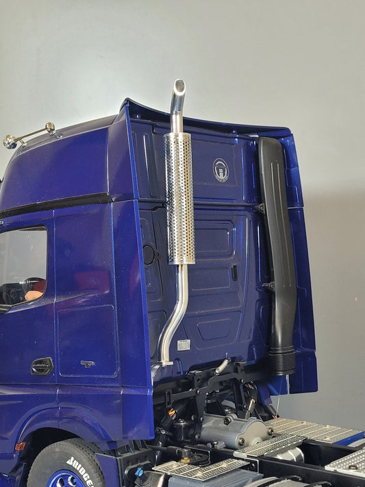 Aluminum Simulate Single Exhaust Pipe Stack for Tamiya Toy 1/14 Scania Man Volvo King Knight Grand Hauler Semi Truck