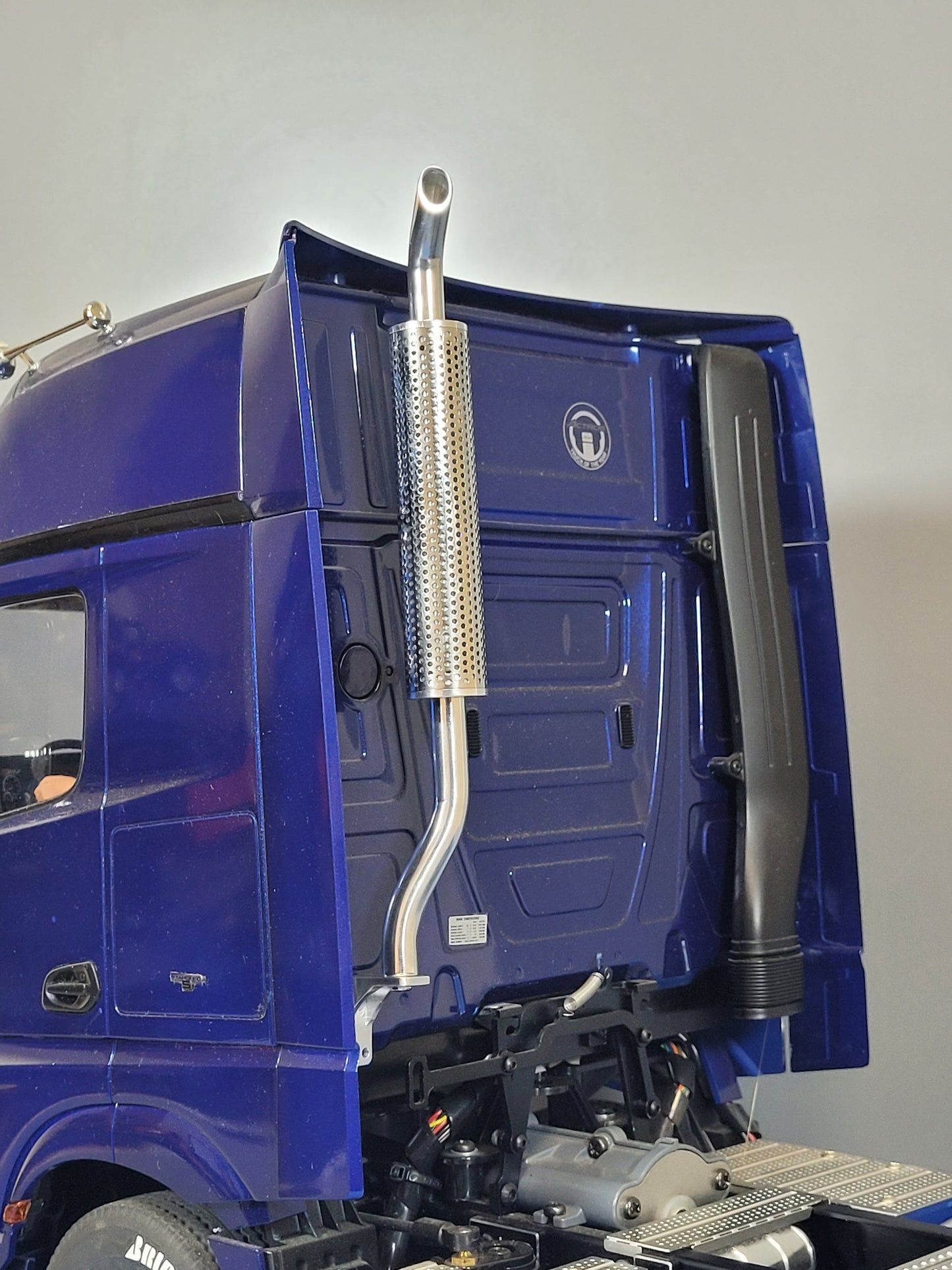Aluminum Simulate Single Exhaust Pipe Stack for Tamiya Toy 1/14 Scania Man Volvo King Knight Grand Hauler Semi Truck