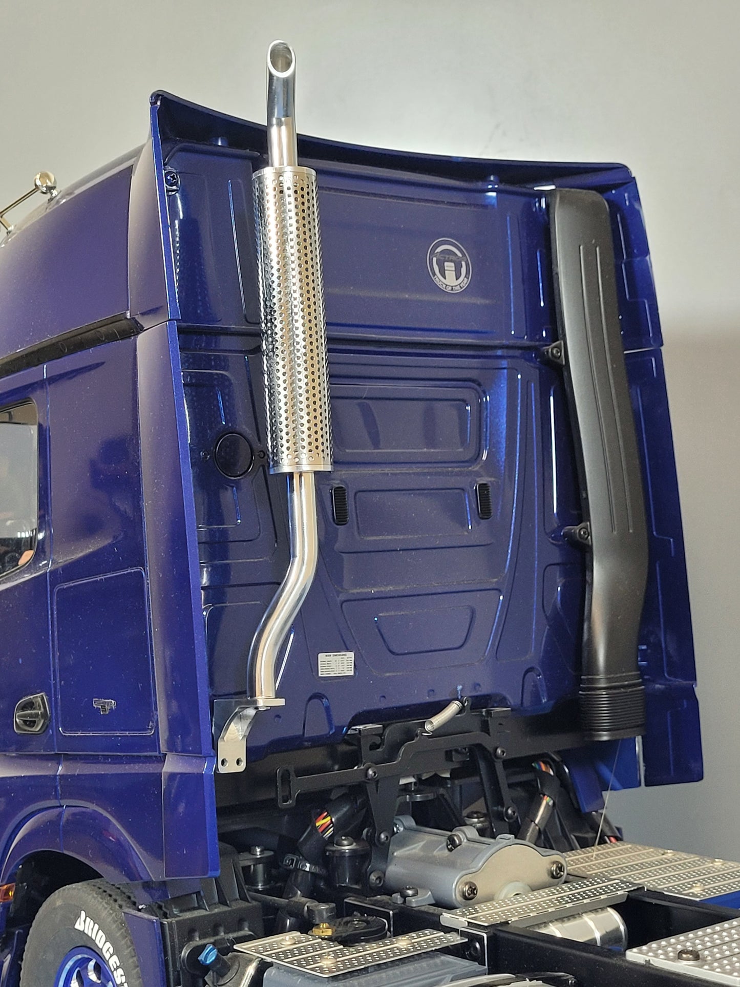 Aluminum Simulate Single Exhaust Pipe Stack for Tamiya Toy 1/14 Scania Man Volvo King Knight Grand Hauler Semi Truck