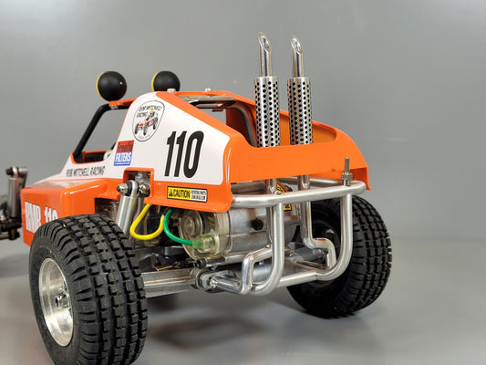 Aluminum Rear Bumper Bar + Pair Vertical Exhaust Pipe for Tamiya 1/10 Sand Scorcher Champ Buggy SRB