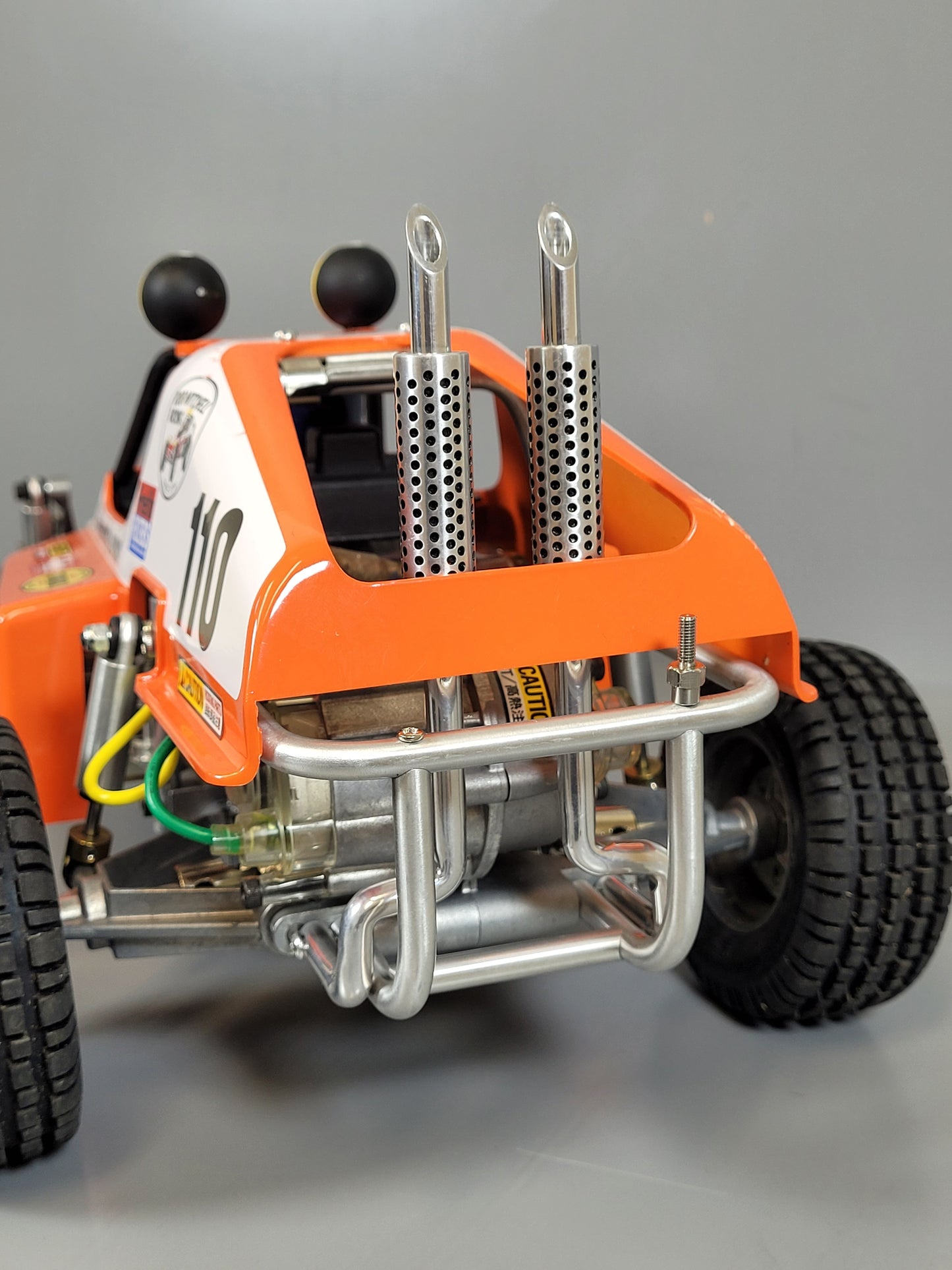 Aluminum Rear Bumper Bar + Pair Vertical Exhaust Pipe for Tamiya 1/10 Sand Scorcher Champ Buggy SRB