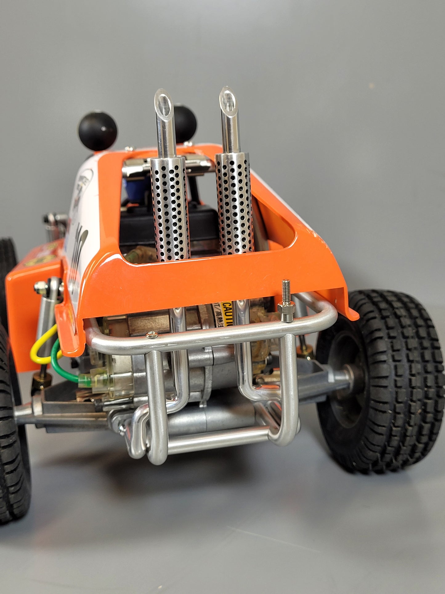 Aluminum Rear Bumper Bar + Pair Vertical Exhaust Pipe for Tamiya 1/10 Sand Scorcher Champ Buggy SRB