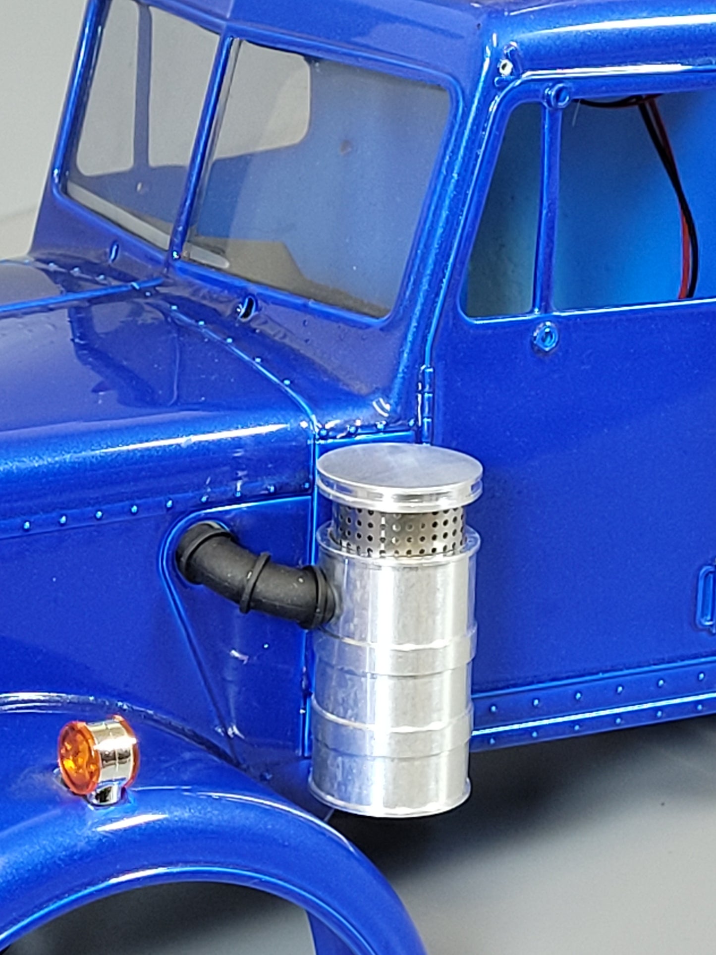 Aluminum Left & Right Side Air Cleaner Intake with Rubber Hose for Tamiya R/C 1/14 King Hauler Grand Hauler Semi