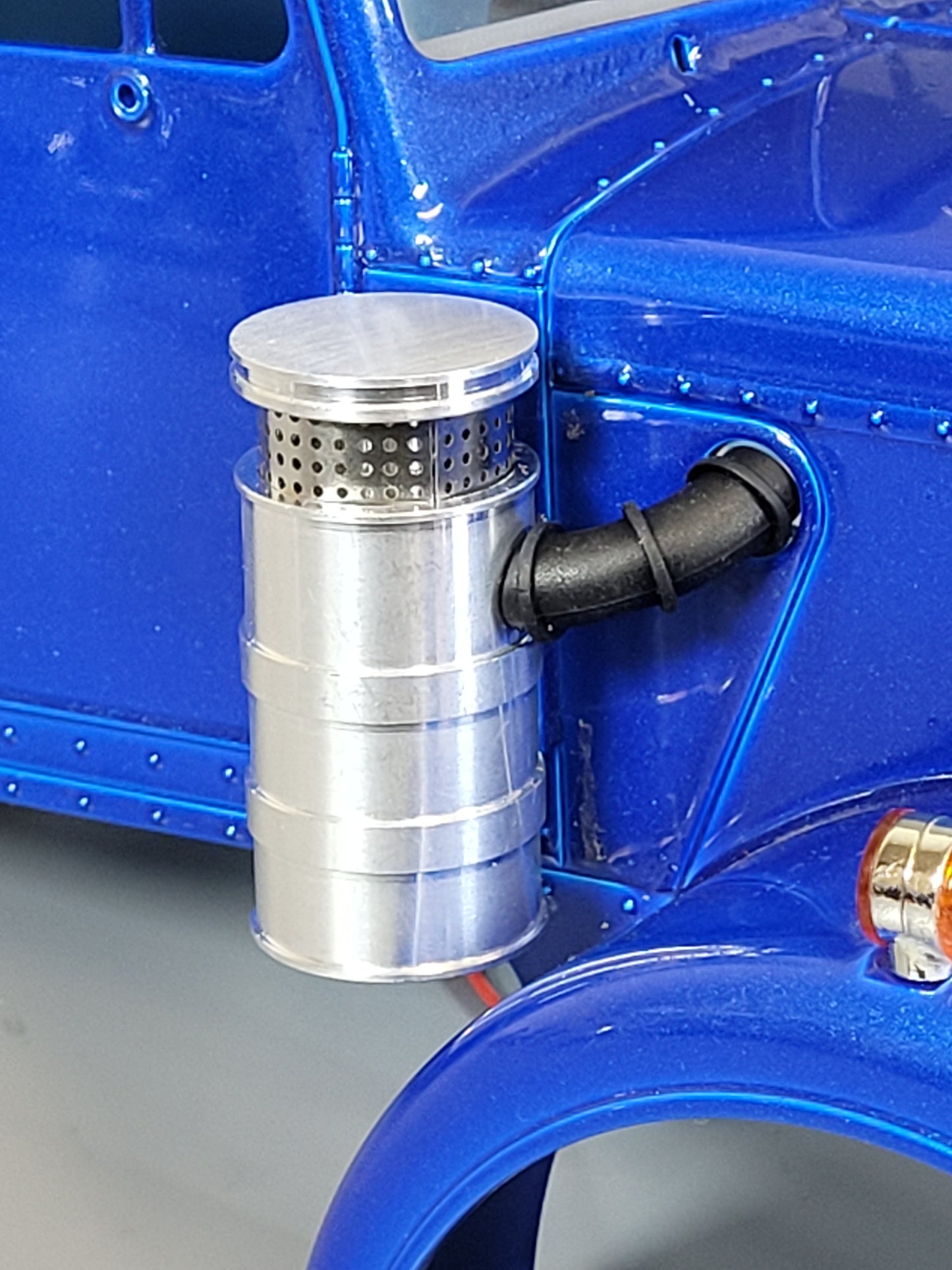Aluminum Left & Right Side Air Cleaner Intake with Rubber Hose for Tamiya R/C 1/14 King Hauler Grand Hauler Semi