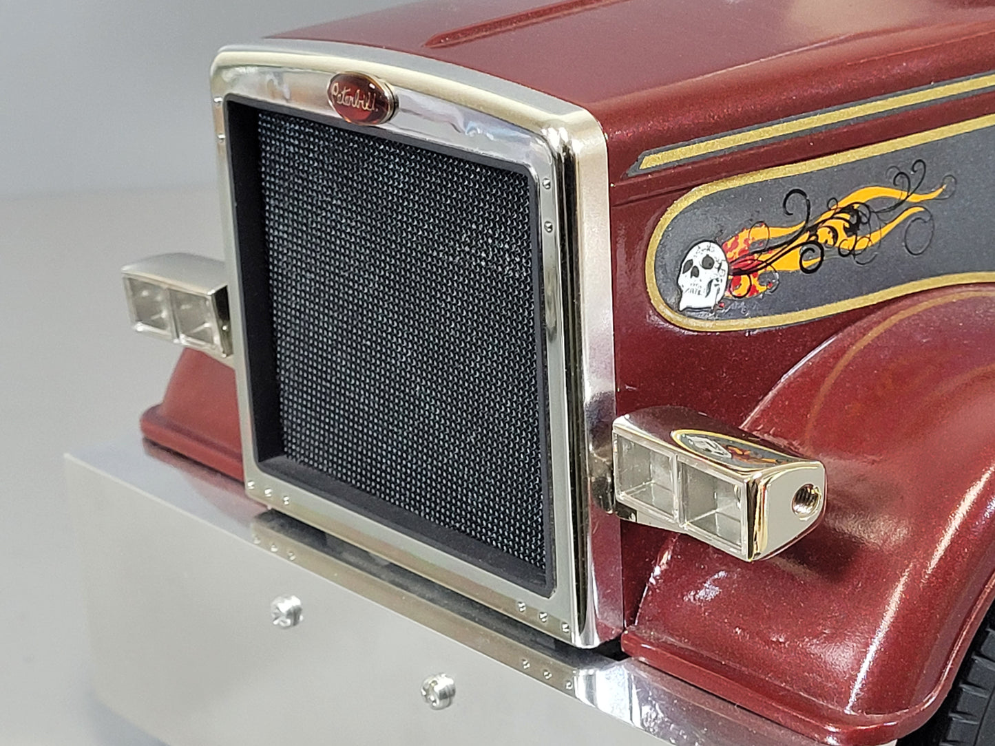 Chrome Alloy Peterbilt Style Square Headlight Light Bracket for Tamiya R/C 1/14 King Grand Hauler Semi Truck