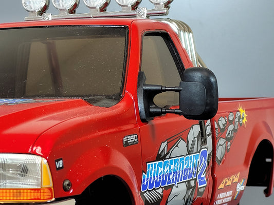 Pair Black Rubber Flexible L/R Side Window Mirror for Tamiya Toy R/C 1/10 Juggernaut 2 Ford F350 F-350 Truck