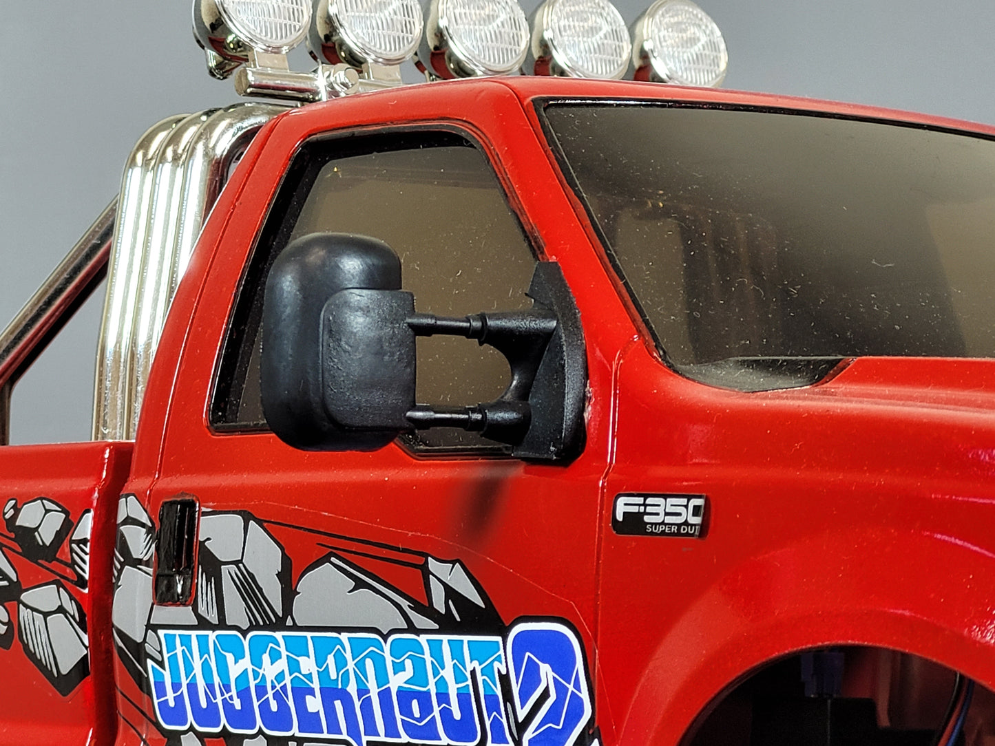 Pair Black Rubber Flexible L/R Side Window Mirror for Tamiya Toy R/C 1/10 Juggernaut 2 Ford F350 F-350 Truck