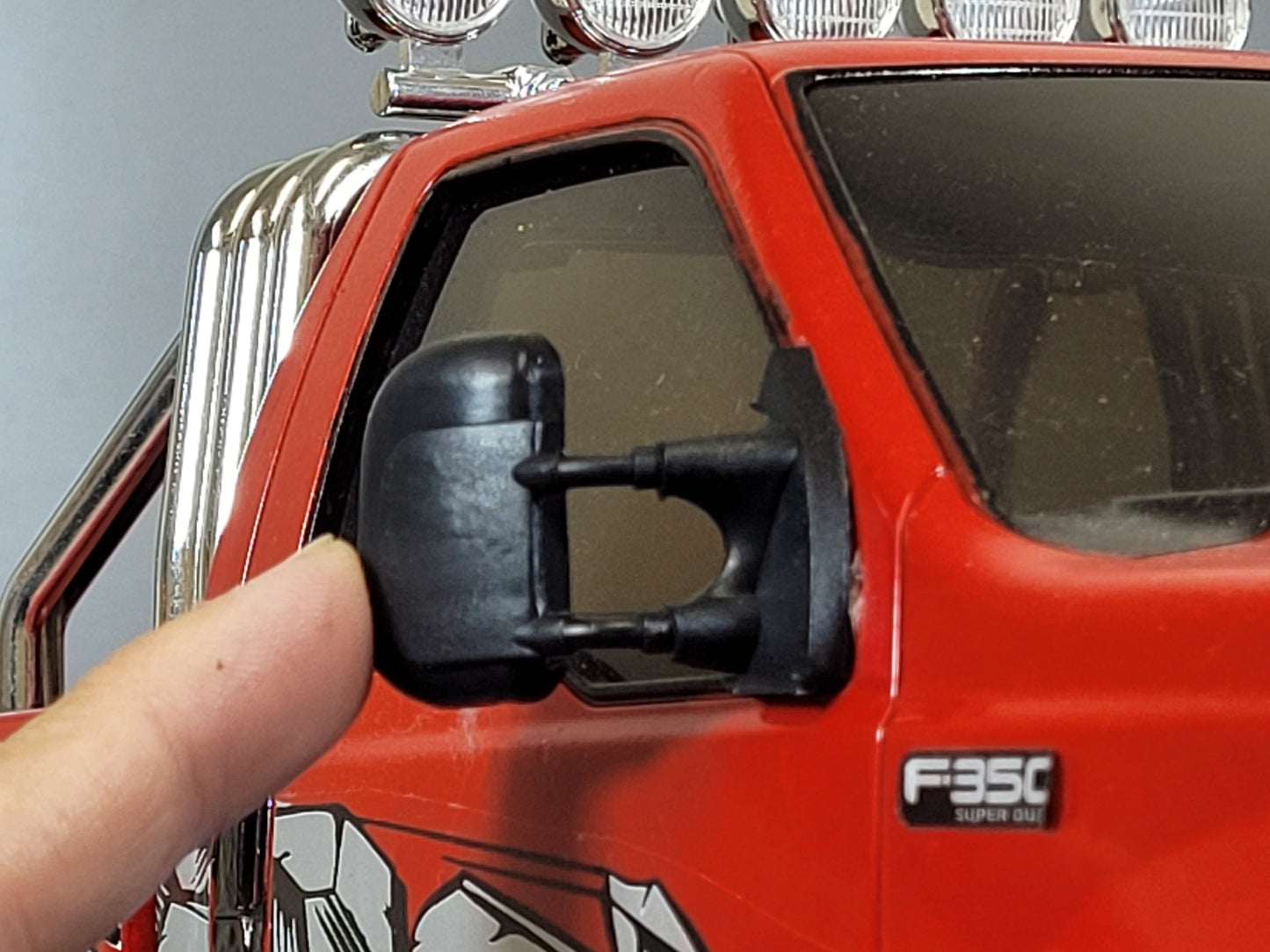 Pair Black Rubber Flexible L/R Side Window Mirror for Tamiya Toy R/C 1/10 Juggernaut 2 Ford F350 F-350 Truck