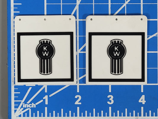Pair Toy Mud Flap Guard Mount Mounting Plate "KW" Kenworth Logo Print for Tamiya R/C 1/14 King Hauler Grand Hauler Knight Hauler Globeliner Cascadia Aeromax