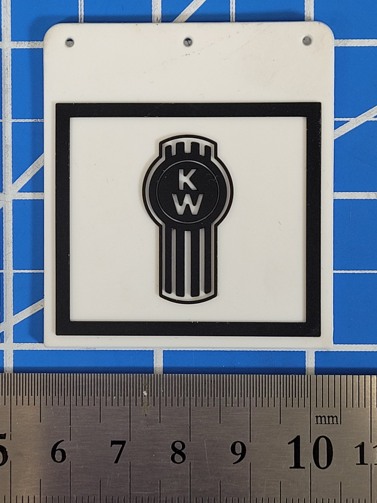 Pair Toy Mud Flap Guard Mount Mounting Plate "KW" Kenworth Logo Print for Tamiya R/C 1/14 King Hauler Grand Hauler Knight Hauler Globeliner Cascadia Aeromax