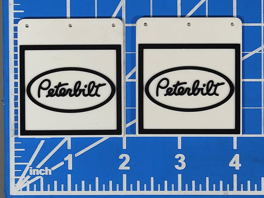 Pair Toy Mud Flap Guard Mount Mounting Plate "Peterbilt" Logo Print for Tamiya R/C 1/14 King Hauler Grand Hauler Knight Hauler Globeliner Cascadia Aeromax
