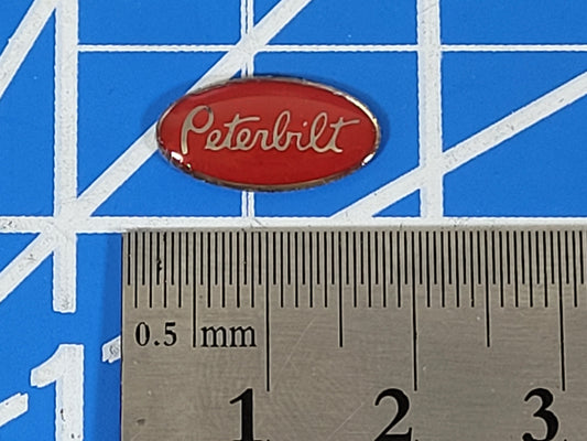 1pc 1.6cm 3D Oval Peterbilt Logo Emblem Sign for Tamiya Toy 1/14 King Hauler Grand Hauler Knight Hauler Cascadia Globeliner Aeromax Semi Truck