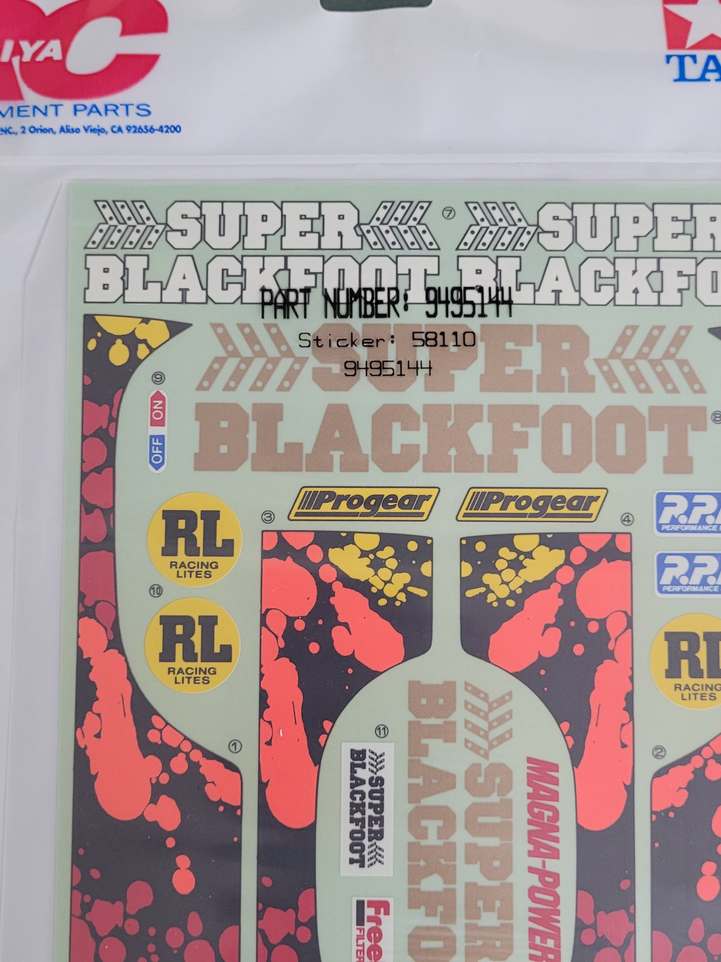 New Original 1992 Tamiya 1/0 Super Blackfoot 58110 Decal Sticker Sheet 9495144 1425225