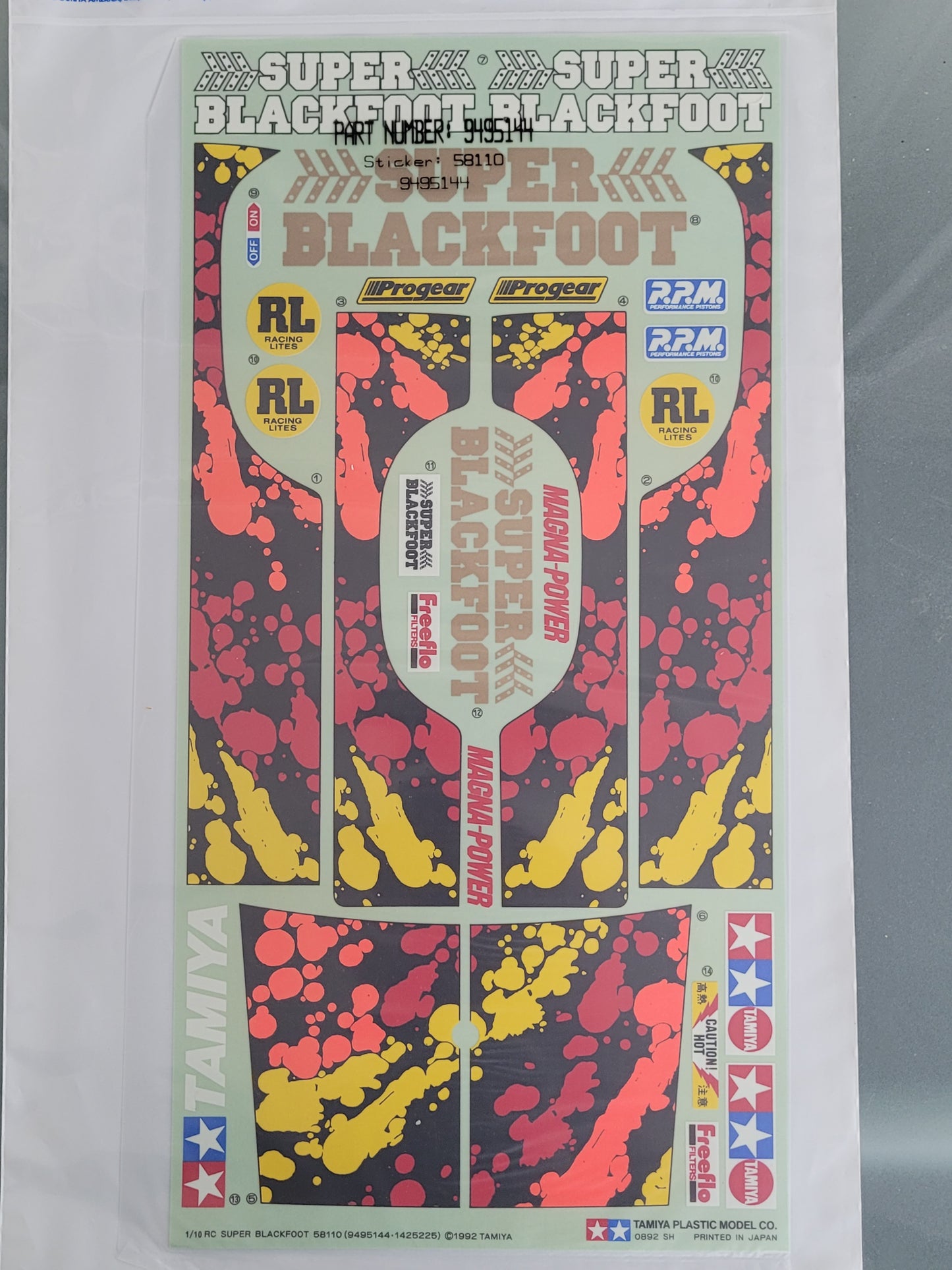 New Original 1992 Tamiya 1/0 Super Blackfoot 58110 Decal Sticker Sheet 9495144 1425225