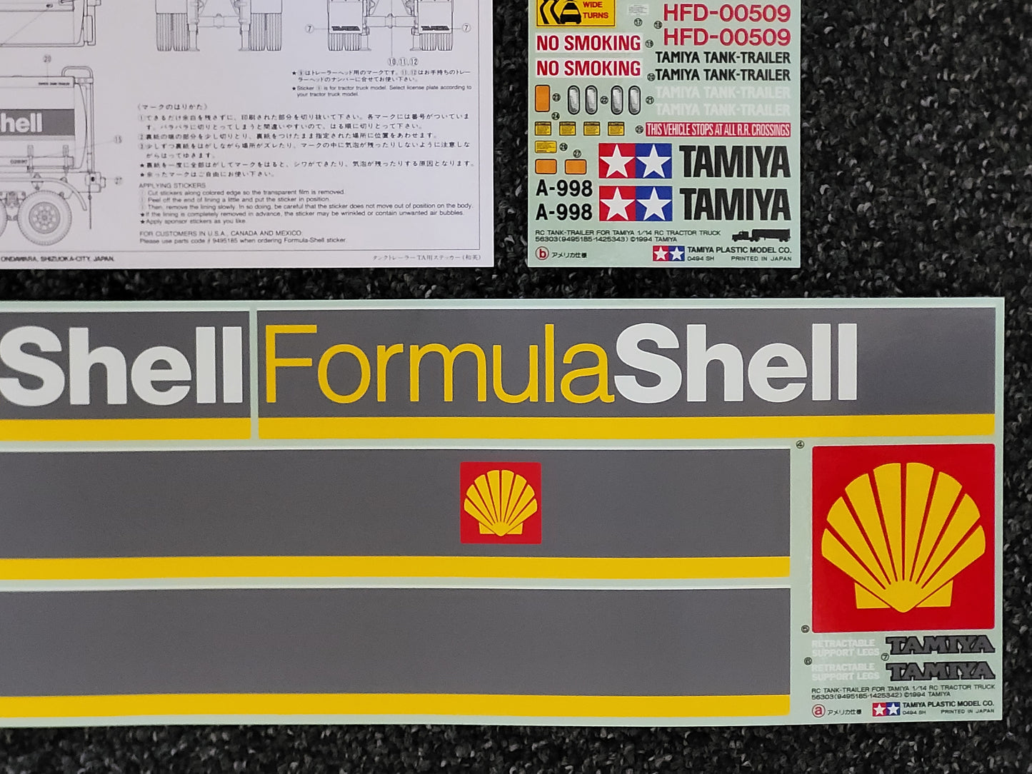 New Vintage Original Tamiya 1/14 SHELL Tanker Decal Sticker Sheet Set 9495185 North American Version