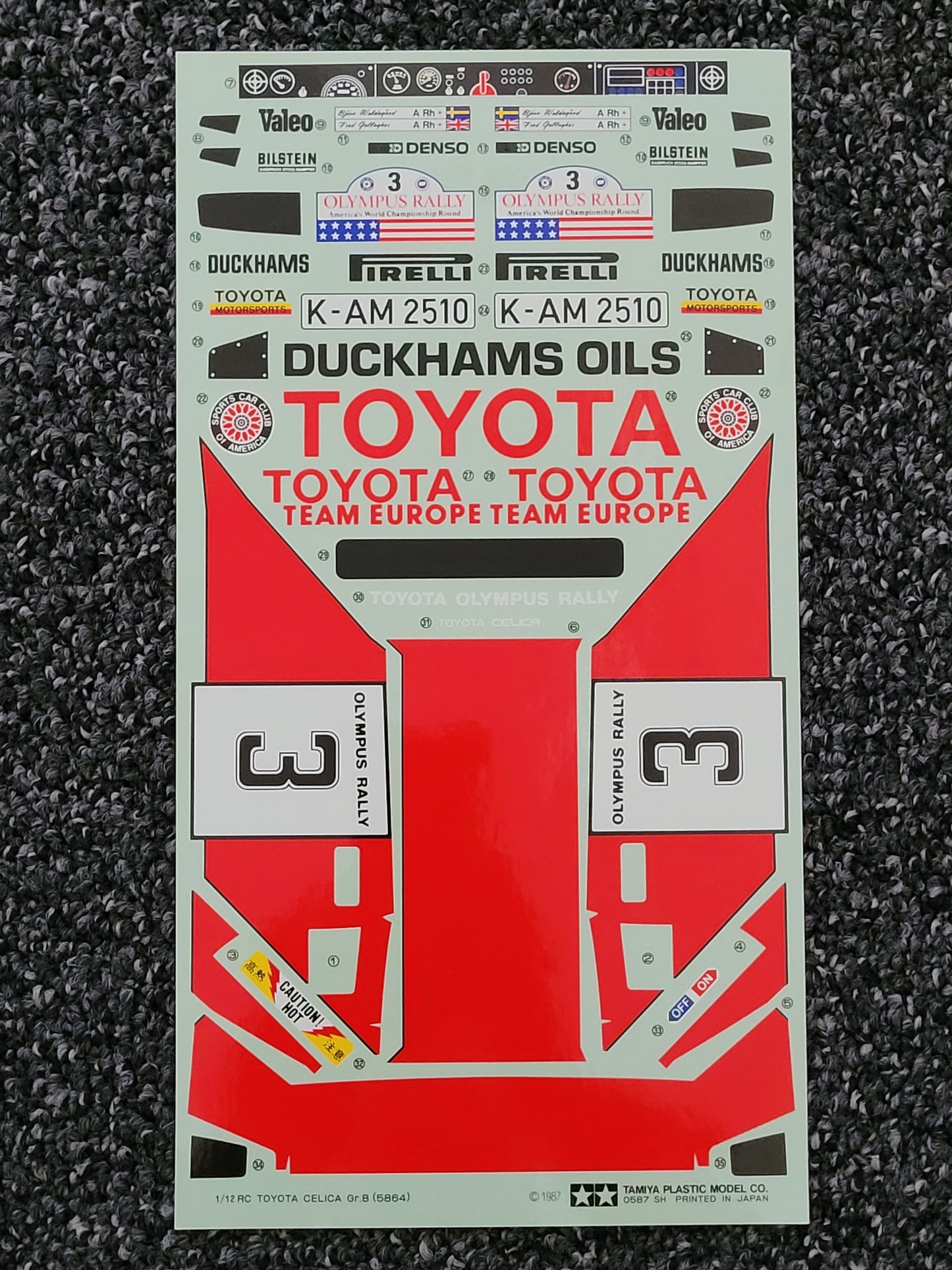 New Vintage Original 1987 Tamiya 1/12 Toyota Celica Rally 5864 Decal Sticker Sheet Set 58064