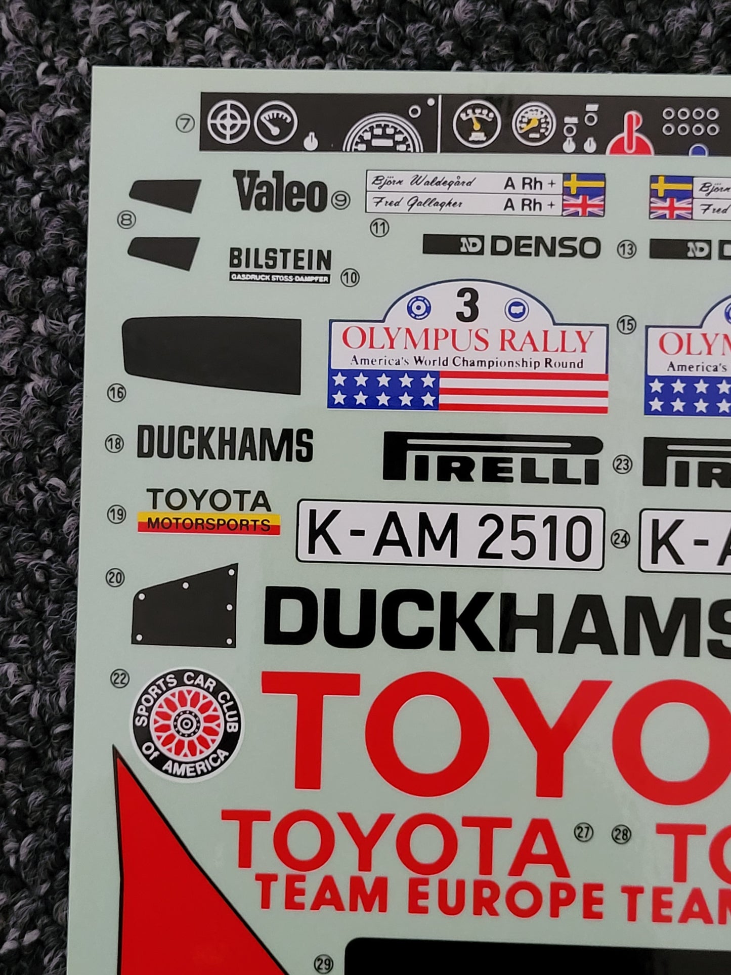 New Vintage Original 1987 Tamiya 1/12 Toyota Celica Rally 5864 Decal Sticker Sheet Set 58064