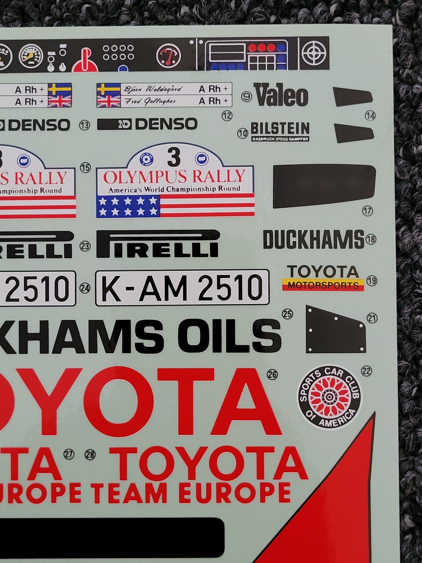 New Vintage Original 1987 Tamiya 1/12 Toyota Celica Rally 5864 Decal Sticker Sheet Set 58064