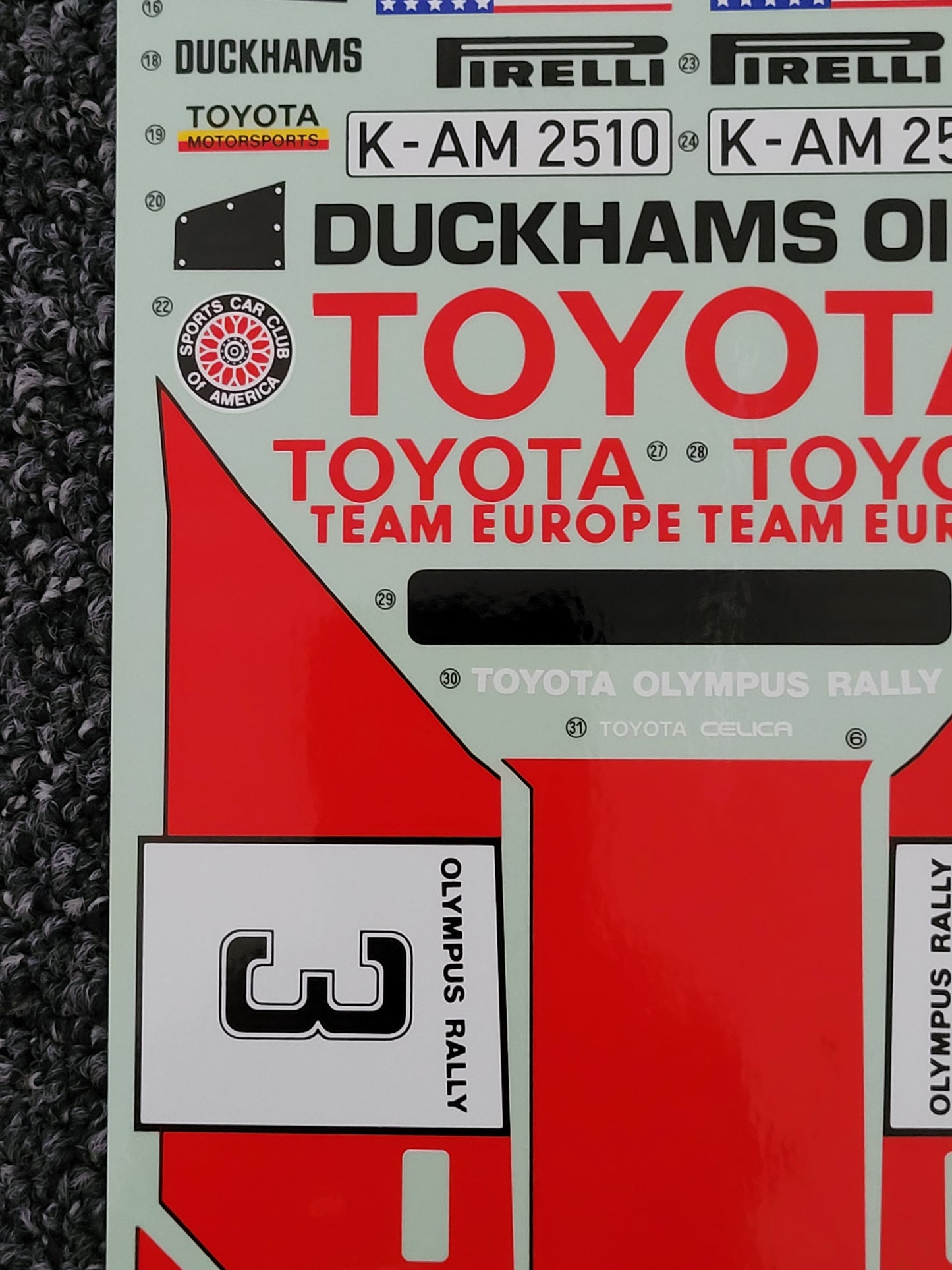 New Vintage Original 1987 Tamiya 1/12 Toyota Celica Rally 5864 Decal Sticker Sheet Set 58064