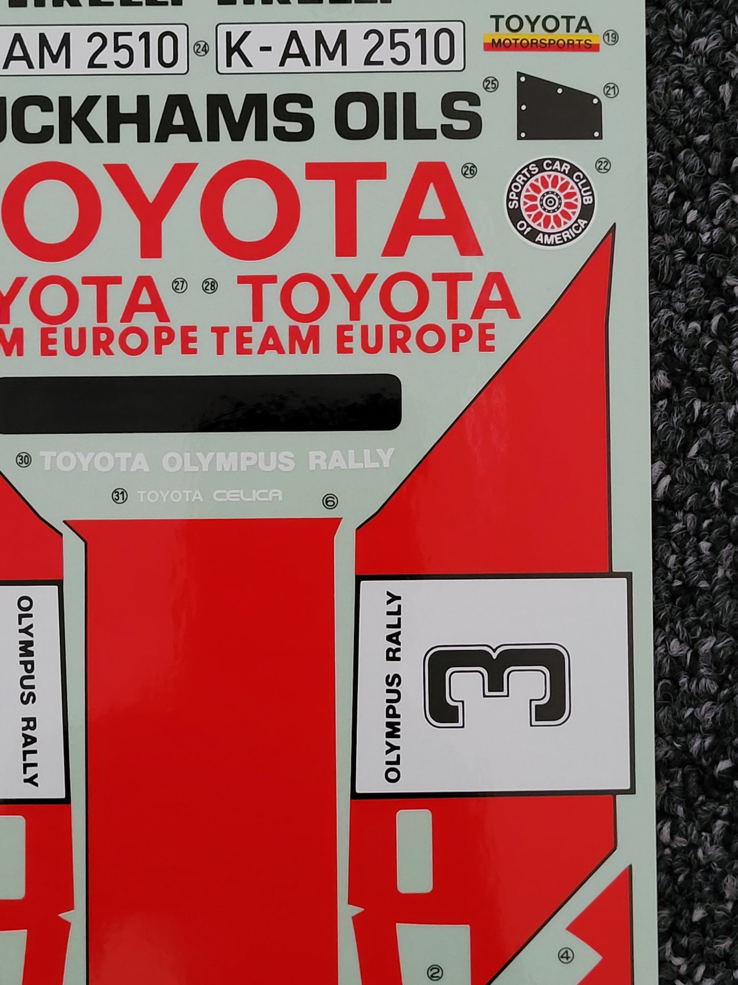 New Vintage Original 1987 Tamiya 1/12 Toyota Celica Rally 5864 Decal Sticker Sheet Set 58064