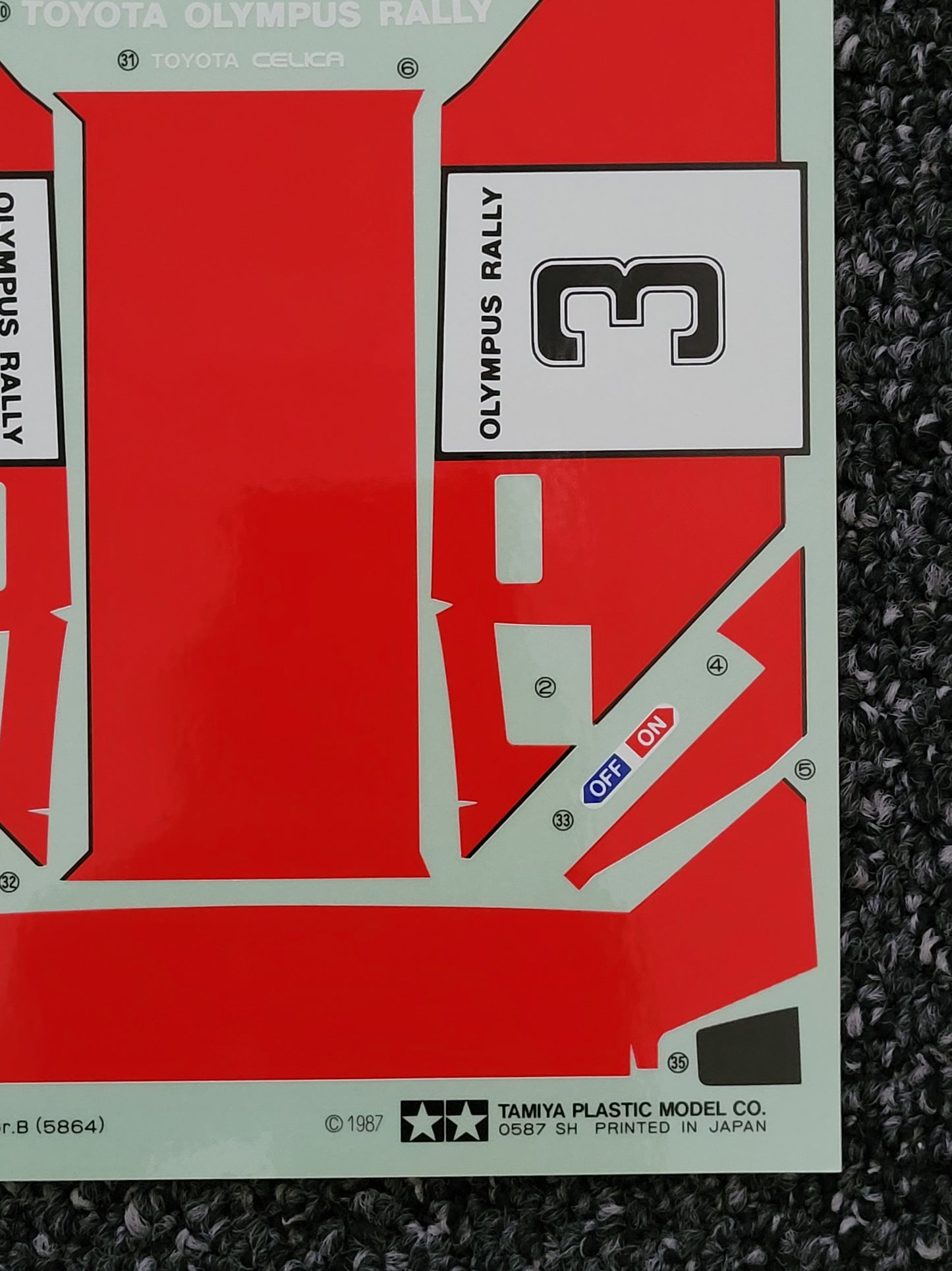 New Vintage Original 1987 Tamiya 1/12 Toyota Celica Rally 5864 Decal Sticker Sheet Set 58064