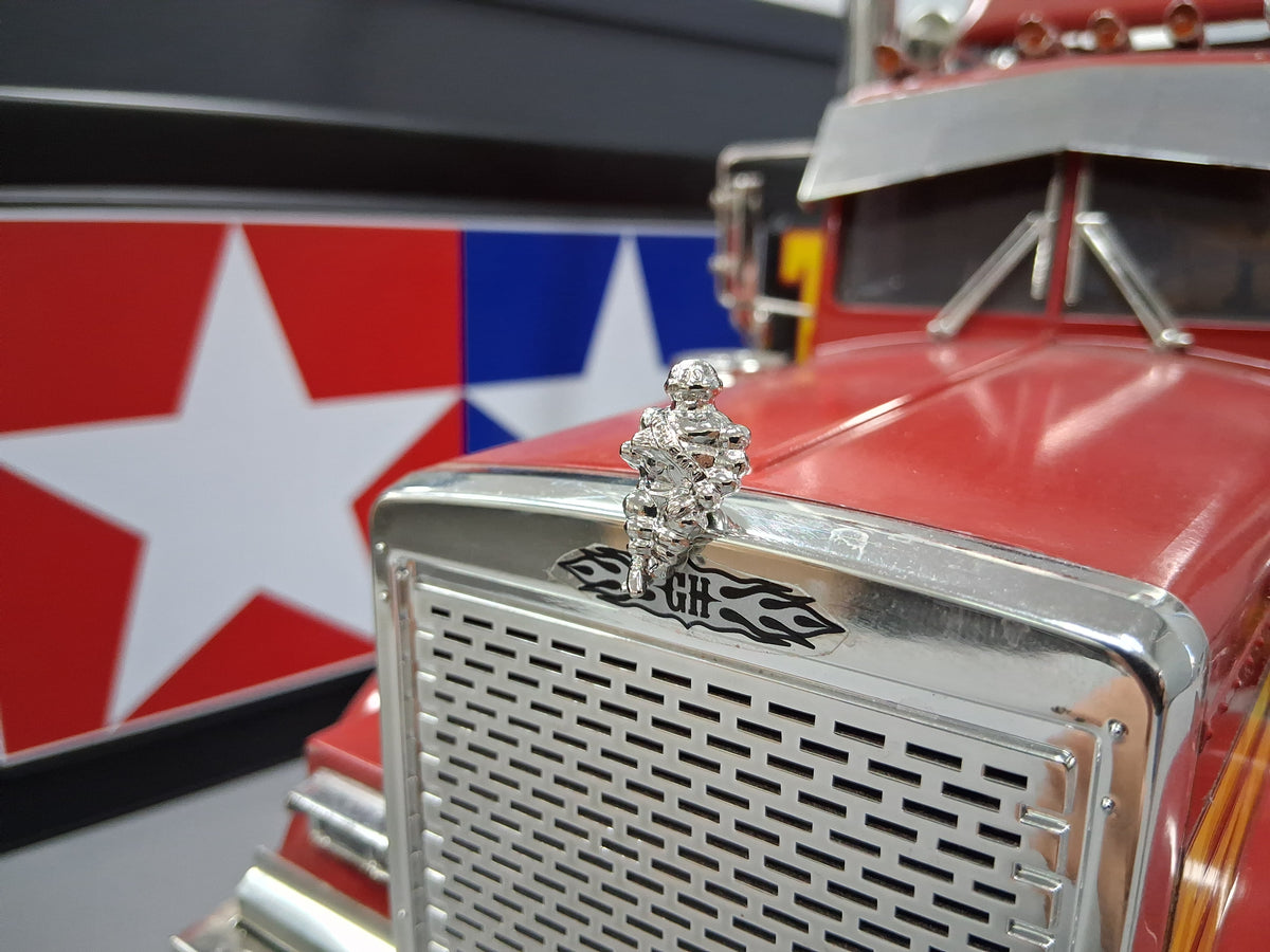 "Toy" Alloy Tire Man Hood Ornament Emblem Tamiya 1/14 King Grand Knight Hauler