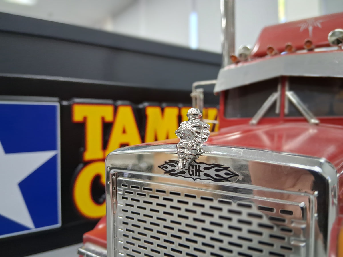 "Toy" Alloy Tire Man Hood Ornament Emblem Tamiya 1/14 King Grand Knight Hauler
