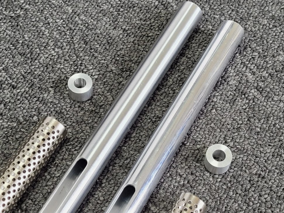 Aluminum Pair 21.5cm Long Exhaust Pipe Stack Cover Tamiya 1/14 King Hauler Grand Hauler