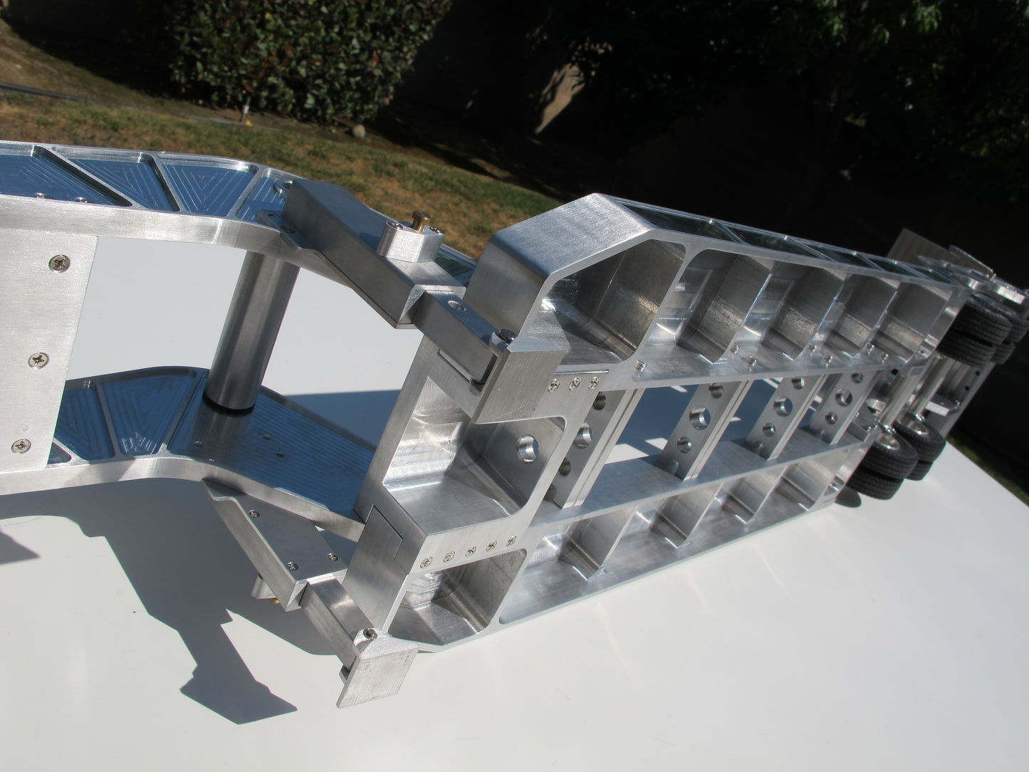 Aluminum Toy 2-Axles Flatbed Deck Gooseneck Trailer for Tamiya R/C 1/14 King Hauler Grand Hauler Knight Hauler Cascadia Globeliner Scania Actros Aeromax