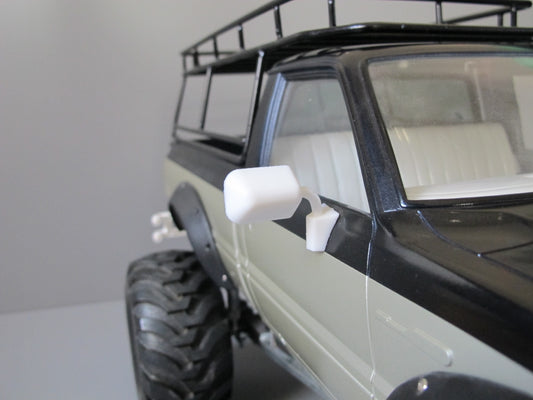 Pair White Rubber L/R Side Window Mirror for Tamiya R/C Toy 1/10 Toyota Hilux Bruiser Trailfinder RC4WD