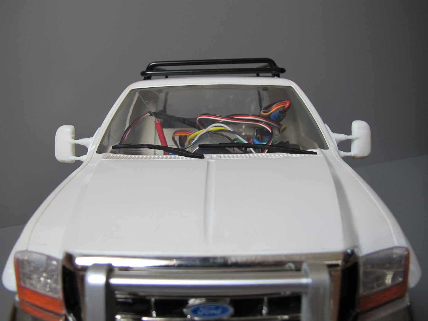 Pair White Rubber Flexible L/R Side Window Mirror Tamiya R/C Toy 1/10 Juggernaut Ford F-350 F350 Highlift Truck