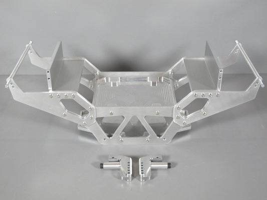 Aluminium Frame Chassis + Axle Suspension Linkage Lock Mount Conversion for Tamiya 1/10 R/C Clodbuster Bullhead Crawler